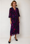 Lizabella Printed Faux Wrap Midi Dress, Purple Multi