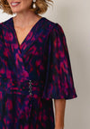 Lizabella Printed Faux Wrap Midi Dress, Purple Multi