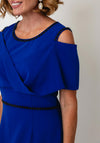 Lizabella Beaded Embellished Drape Pencil Dress, Royal Blue