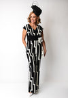 Lizabella Geometric Print Jumpsuit, Black and White