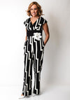 Lizabella Geometric Print Jumpsuit, Black and White