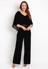 Lizabella Chiffon Embellished Waist Detail Wide Leg Jumpsuit, Black