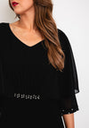 Lizabella Chiffon Embellished Waist Detail Wide Leg Jumpsuit, Black