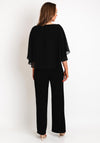 Lizabella Chiffon Embellished Waist Detail Wide Leg Jumpsuit, Black