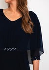 Lizabella Chiffon Embellished Waist Detail Wide Leg Jumpsuit, Navy