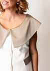 Kate Cooper Off The Shoulder Tailored Top, White and Mink