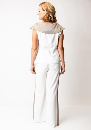 Kate Cooper Off The Shoulder Tailored Top, White and Mink