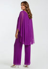 Lizabella Chiffon Drape Top and Trousers Co Ord, Purple