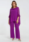 Lizabella Chiffon Drape Top and Trousers Co Ord, Purple