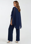 Lizabella Chiffon Drape Top and Trousers Co Ord, Navy