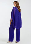 Lizabella Chiffon Drape Top and Trousers Co Ord, Blue