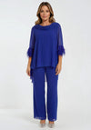 Lizabella Chiffon Drape Top and Trousers Co Ord, Blue