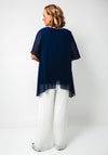 Lizabella Chiffon Top and Pleated Trousers Set, Navy