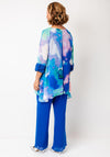 Lizabella Chiffon Water-Colour Print Top and Trouser Co Ord, Blue