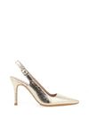 Lodi Serica Cracked Leather Stiletto Heeled Shoes, Gold