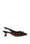 Lodi A-Rinola Leopard Print Sling Back Kitten Heeled Shoes, Brown
