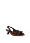 Lodi A-Rinola Leopard Print Sling Back Kitten Heeled Shoes, Brown