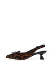 Lodi A-Rinola Leopard Print Sling Back Kitten Heeled Shoes, Brown