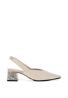 Lodi Chista Leather Sling Back Graphic Heeled Shoes, Cotton Nude