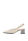 Lodi Chista Leather Sling Back Graphic Heeled Shoes, Cotton Nude