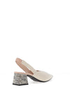 Lodi Chista Leather Sling Back Graphic Heeled Shoes, Cotton Nude