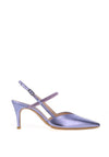 Lodi Elines Metallic Leather Diamante Heeled Shoes, Lilac