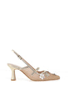 Lodi Genasti Faux Leather Floral Fish Net Heels, Nude