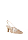 Lodi Genasti Faux Leather Floral Fish Net Heels, Nude