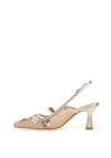 Lodi Genasti Faux Leather Floral Fish Net Heels, Nude