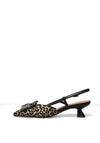Lodi Woven Leopard Printed Sling Back Pointed Toe Heels, Black