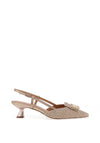 Lodi Woven Sling Back Pointed Toe Heels, Beige