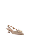 Lodi Woven Sling Back Pointed Toe Heels, Beige