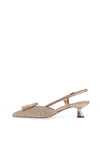Lodi Woven Sling Back Pointed Toe Heels, Beige