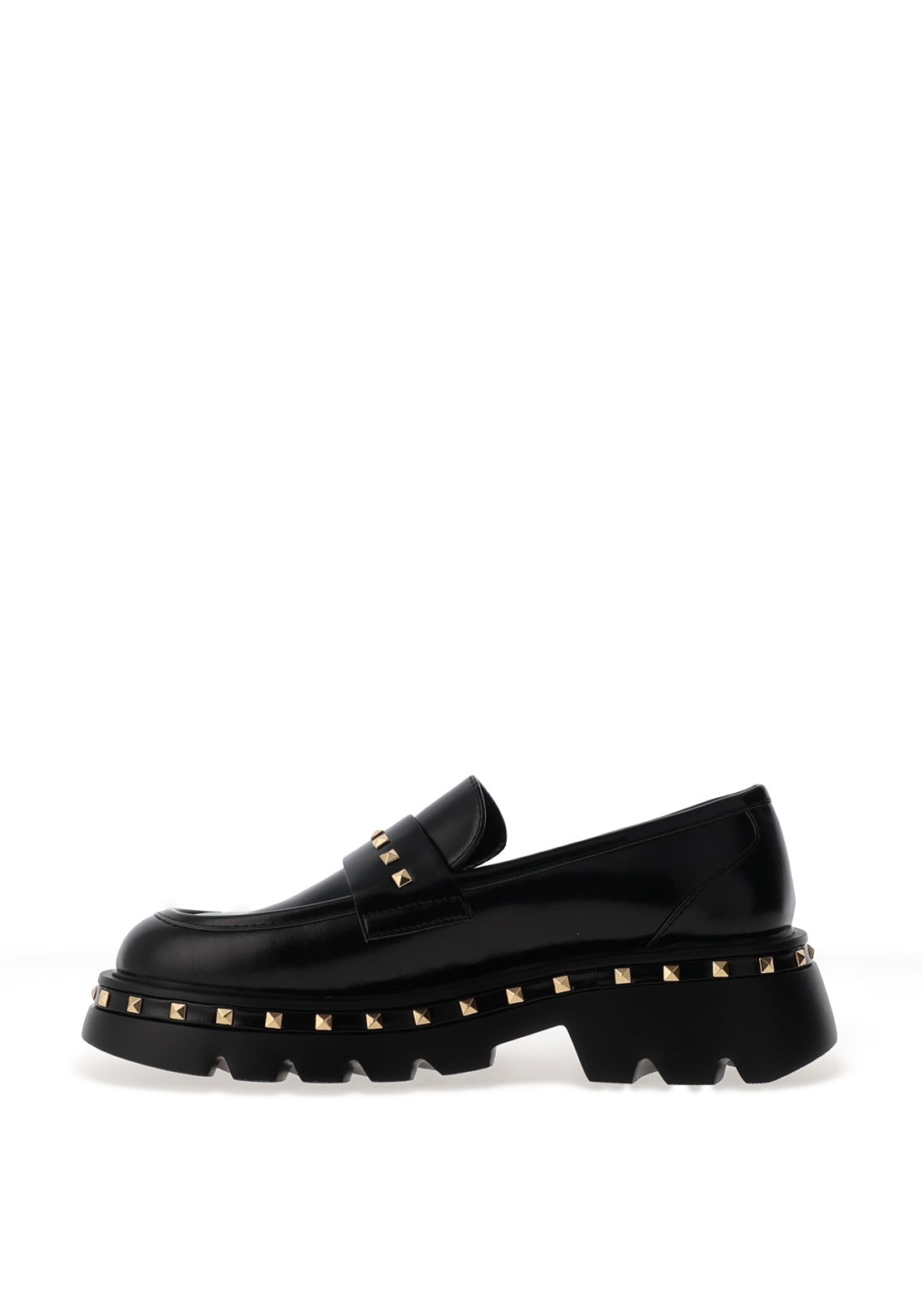 Lodi Felicia Studded Platform Loafers, Black