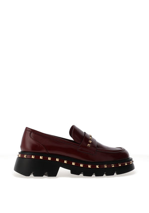 Lodi Felicia Studded Platform Loafers, Wine