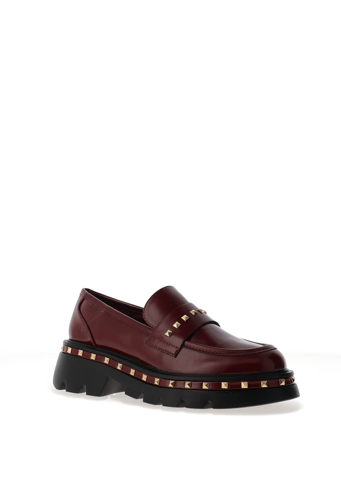 Lodi Felicia Studded Platform Loafers, Wine