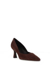 Lodi Genius Suede Leather Court Heels, Brown