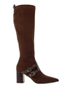 Lodi Greta Block Heel Knee High Boot, Brown