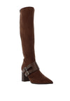 Lodi Greta Block Heel Knee High Boot, Brown
