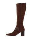 Lodi Greta Block Heel Knee High Boot, Brown