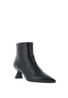Lodi Kalos Leather Reptile Printed Heeled Ankle Boots, Black