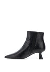 Lodi Kalos Leather Reptile Printed Heeled Ankle Boots, Black
