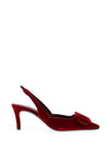 Lodi Nestor Velvet Buckle Detailed Sling Back Heels, Red