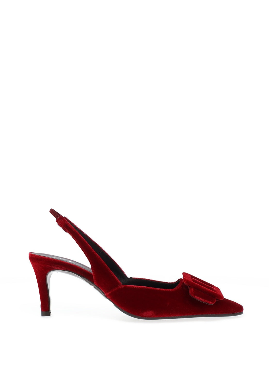 Lodi Nestor Velvet Buckle Detailed Sling Back Heels, Red