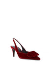 Lodi Nestor Velvet Buckle Detailed Sling Back Heels, Red