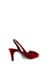 Lodi Nestor Velvet Buckle Detailed Sling Back Heels, Red