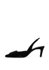 Lodi Nestor Velvet Buckle Detailed Sling Back Heels, Dark Brown