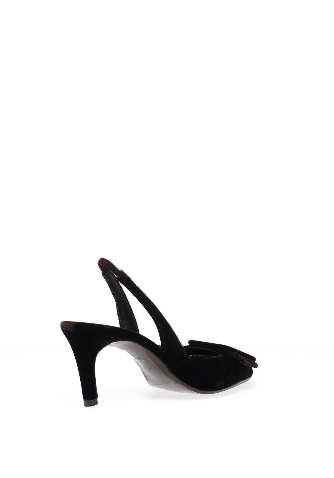 Lodi Nestor Velvet Buckle Detailed Sling Back Heels, Dark Brown