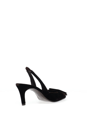 Lodi Nestor Velvet Buckle Detailed Sling Back Heels, Dark Brown