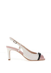 Lodi Parfen Leather Sling Back Bow Heels, White & Pink